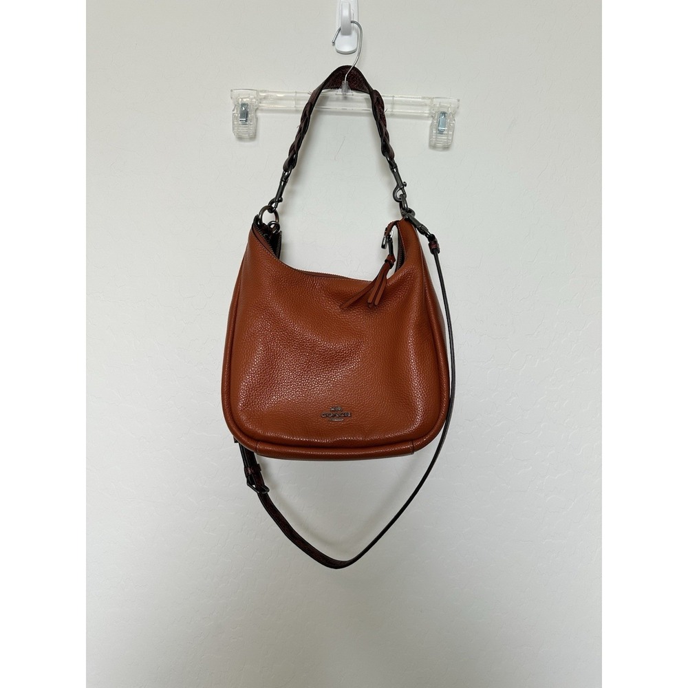 Coach Jules Hobo SUNSET Pebble Leather Snake Embossed Straps Purse Crossb CC756